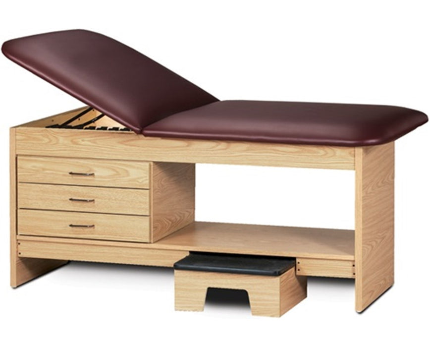 Style Line Treatment Table w/ Step Stool, Drawers, Shelf, Adjustable Back. 27"W