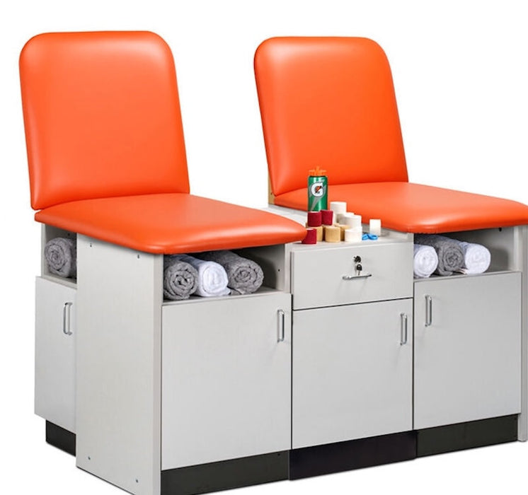 Sports Cabinet 2-Seat Taping Treatment Station w/ Fixed Back. 42"D