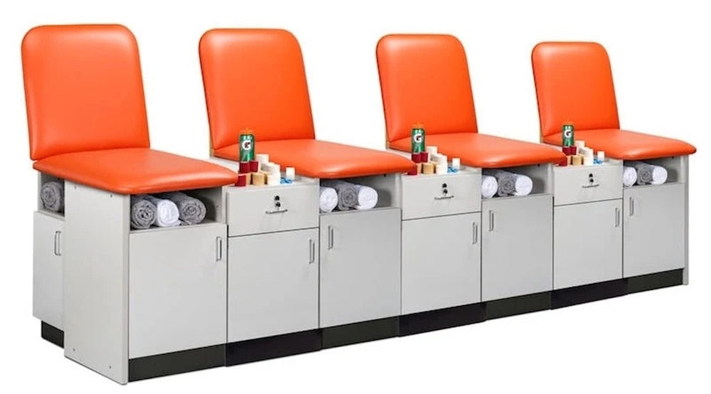 Sports Cabinet Taping Treatment Station w/ Fixed Back [2. 5 Seat Options]