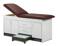Cabinet Treatment Table w/ Step Stool, Adjustable Back, 3 Doors & 2 Drawers