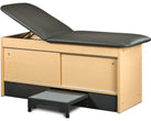 Cabinet Treatment Table w/ Adjustable Back, 2 Sliding Doors & Step Stool