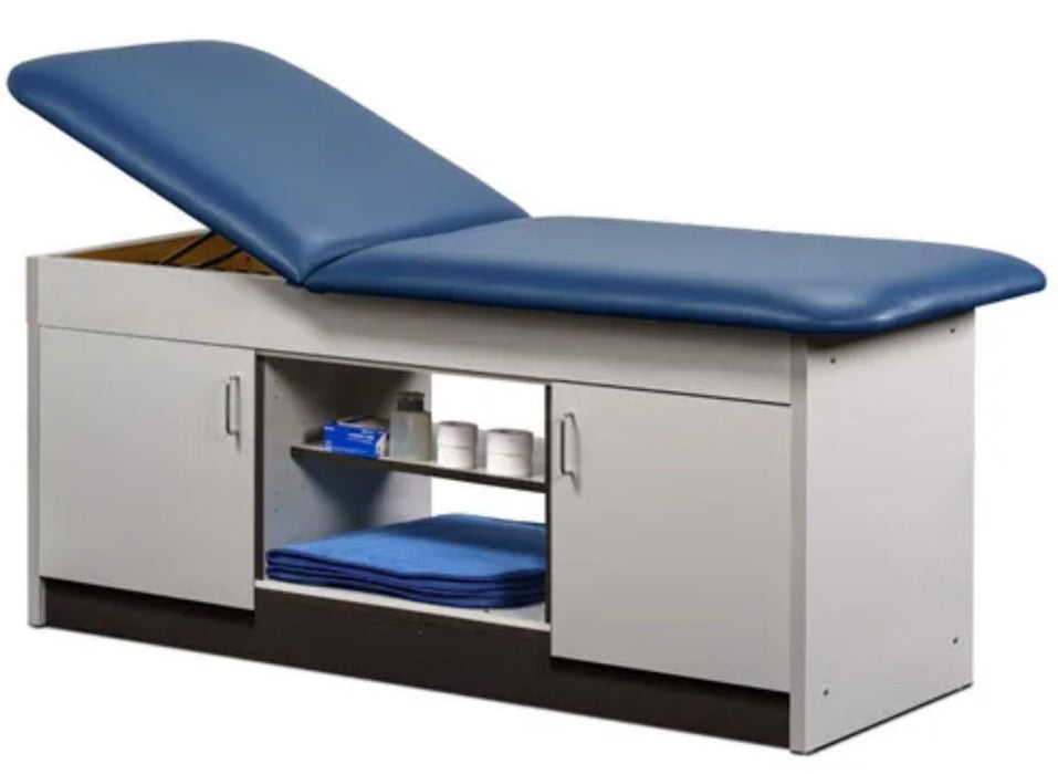 Cabinet Treatment Table w/ Adjustable Backrest, 6 Shelves & 2 Doors. 72"L x 27"W