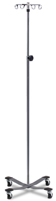 IV Pole with Knob Lock Adjustment, Heavy Base, Four Hooks