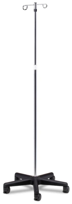Economy Five Leg IV Pole, Nylon Base. 2-Hooks