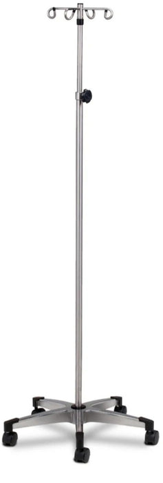 Stainless Steel Five Leg IV Pole, 4-Hooks