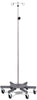 Six Leg Stainless Steel IV Pole. 2 Hooks