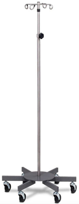 Six Leg Stainless Steel IV Pole. 4 Hooks