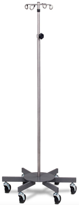 Six Leg Stainless Steel IV Pole. 4 Hooks