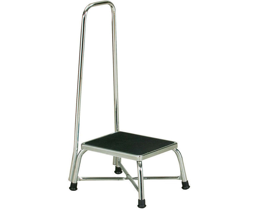 Chrome Bariatric Step Stool With Handrail