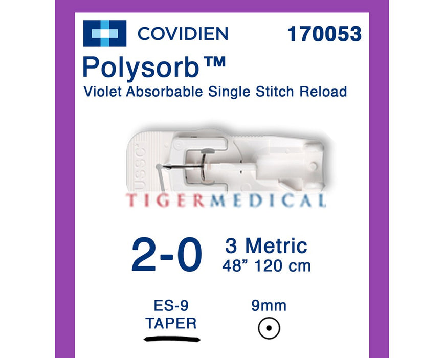 Endo Stitch PolySorb Absorbable Single Stitch Reload Sutures, 12/Box - 2-0