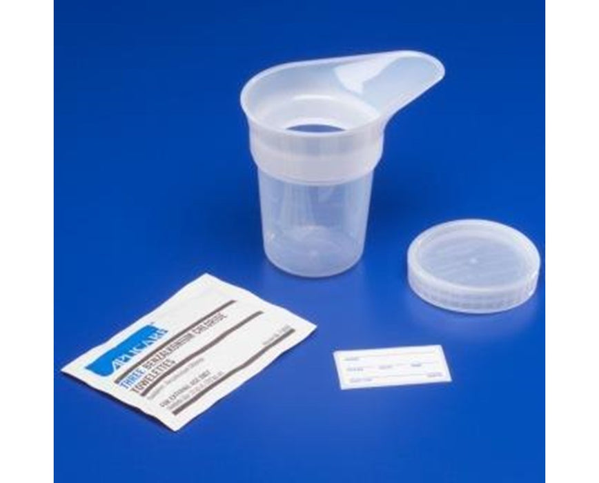 Midstream Catch Kit, 4.5 oz - 24/cs - Screw-on Lid, Detachable Funnel, Patient Label & 3 Castille Soap - Sterile