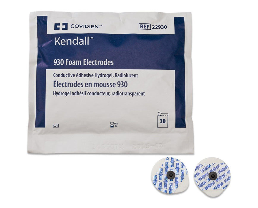 Kendall Adult 930 Foam Pre-Wired Electrodes - 3 Lead (300/Case)