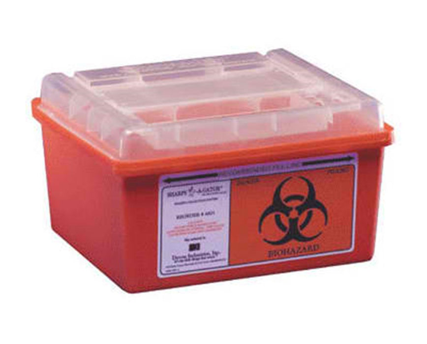 Sharps-A-Gator Disposal Sharps Container, Slide Lid - 1 Gallon, 32/Cs