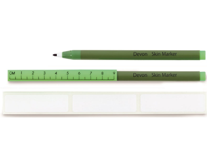 Devon Surgical Markers with Ruler Cap - 100/Case - 150-L, Ruler Cap, Regular Tip