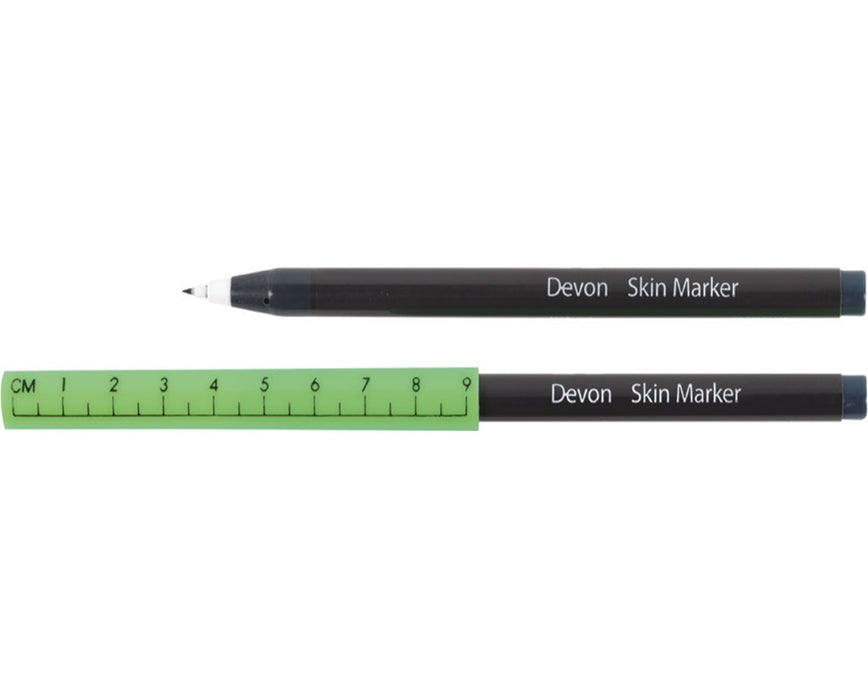 Devon Surgical Markers, 151, Ruler Cap, Fine Tip - 100/Case