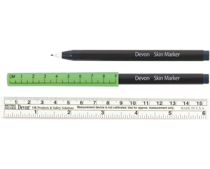 Devon Surgical Markers with Ruler Cap - 100/Case