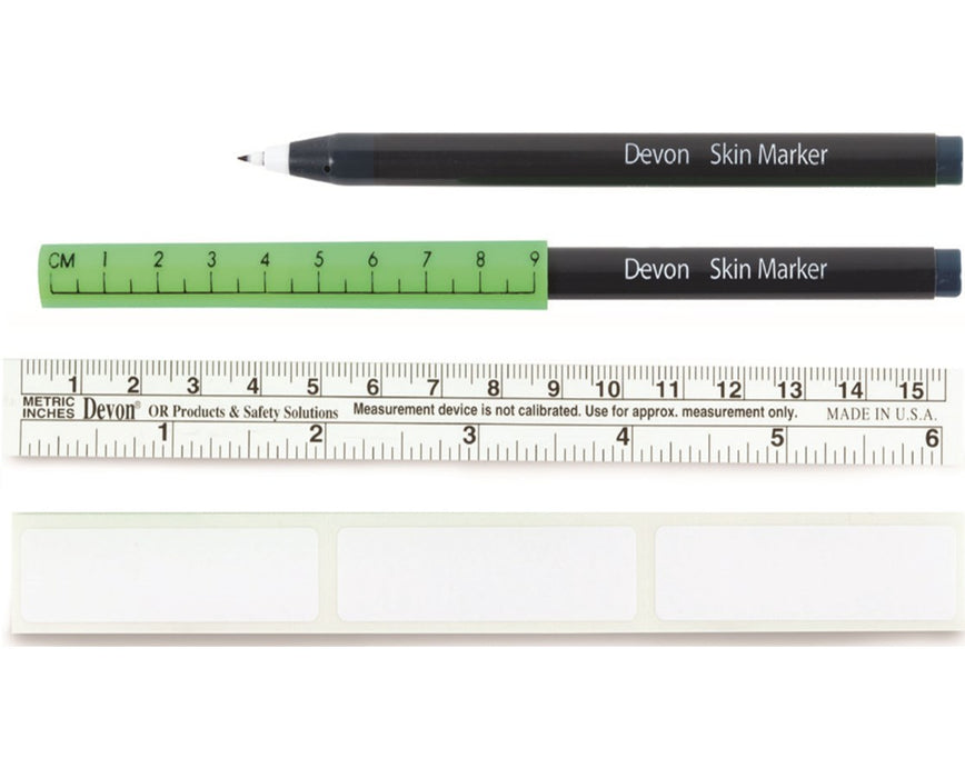 Devon Surgical Markers with Ruler Cap - 100/Case