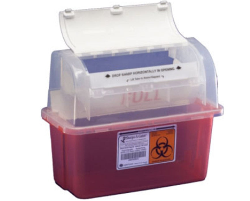 Sharps-A-Gator Biohazard Disposal Safety In Room Sharps Container - Counterbalance Lid, 3 Gallon - 12/cs