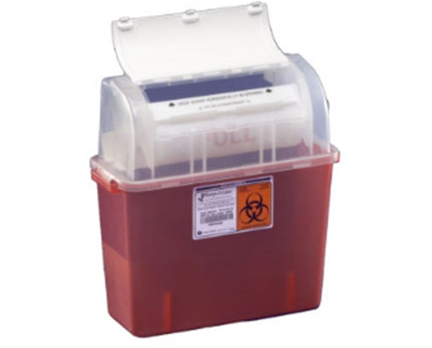 Sharps-A-Gator Biohazard Disposal Safety In Room Sharps Container - Counterbalance Lid, 2 Gallon - 12/Cs