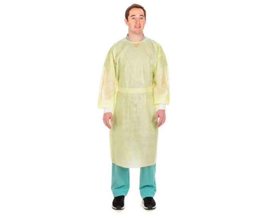 Poly-Coated Full-Back Isolation Gown Yellow - Universal