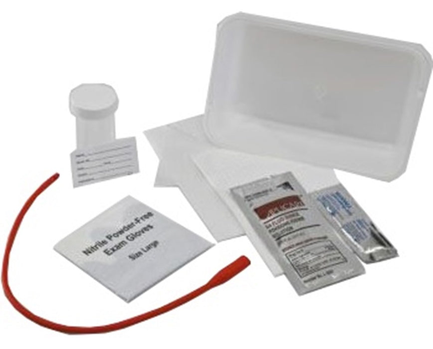 Red Rubber Latex Catheter Kit, 14FR, PVP Swab Sticks - 20/Case