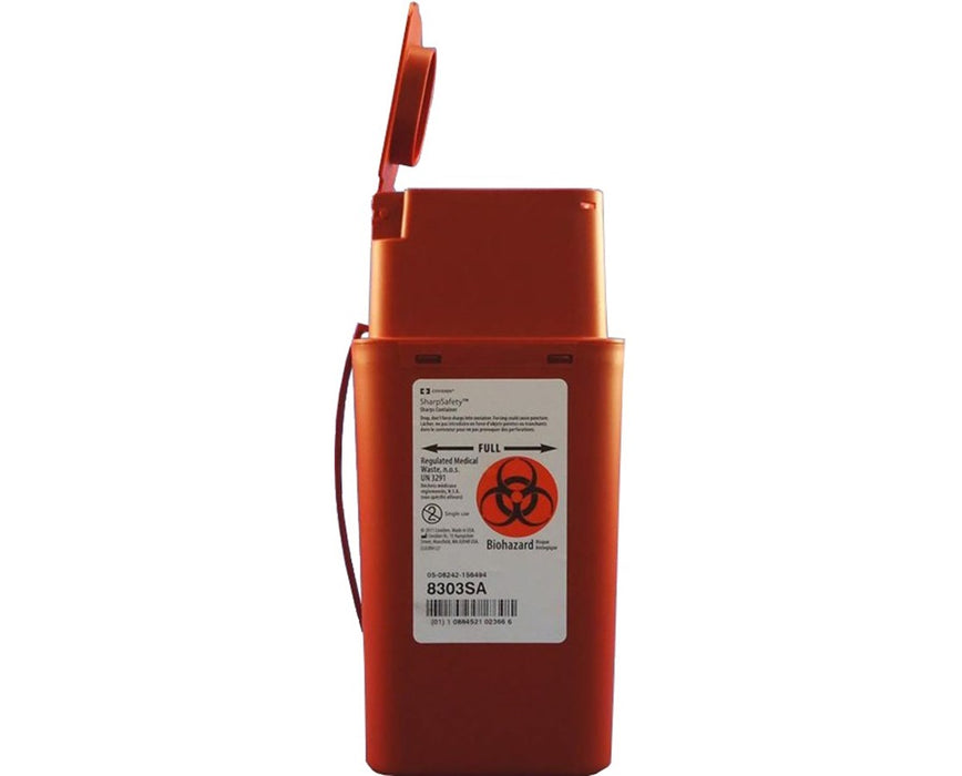 SharpSafety Biohazard Disposal Transportable Sharps Container, 1 Quart