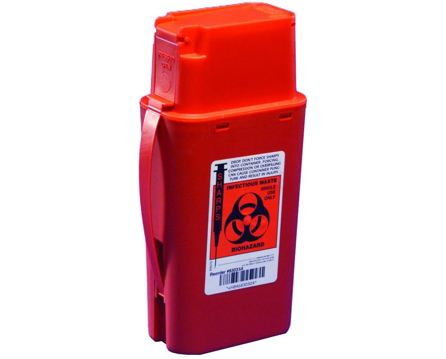 SharpSafety Biohazard Disposal Transportable Sharps Container, 1 Quart