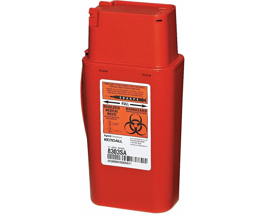 SharpSafety Biohazard Disposal Transportable Sharps Container, 1 Quart