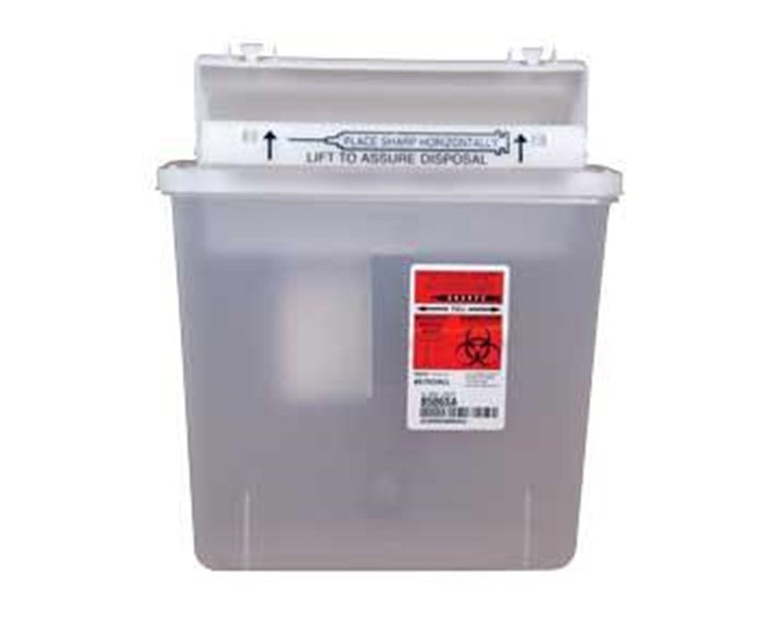 SharpStar Biohazard Disposal Sharps Container w/ Counter Balanced Lid 5 Qt, Transparent Red (20/Case)
