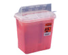 SharpSafety Biohazard Disposal In Room Sharps Container, Always Open Lid - Transparent Red, 2 Gallon - 10/Cs