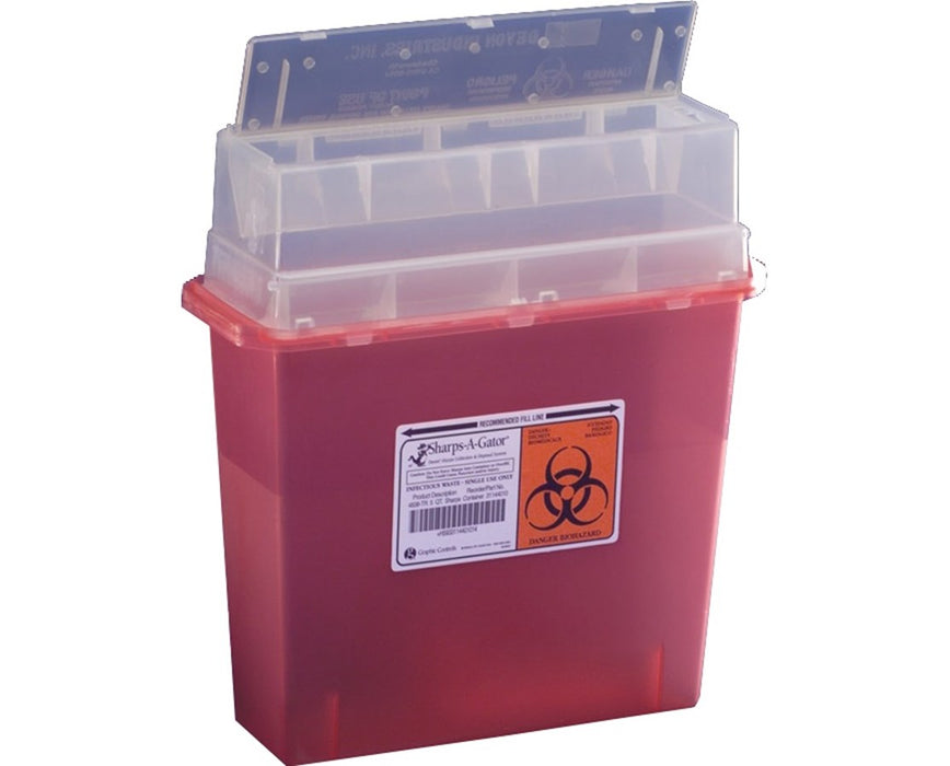 SharpSafety Disposal 4 Gal. Safety-In-Room Sharps Container Transparent Red - 10/Cs