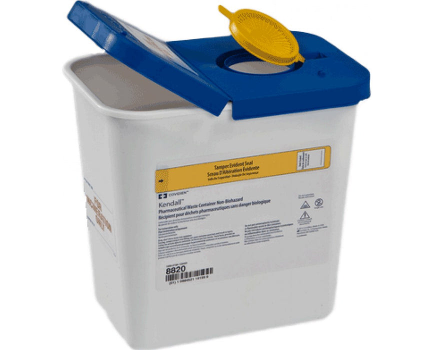 SharpSafety Disposal Pharmaceutical Waste Container, Gasketed Hinged Lid, 2 Gallons - 20/CS