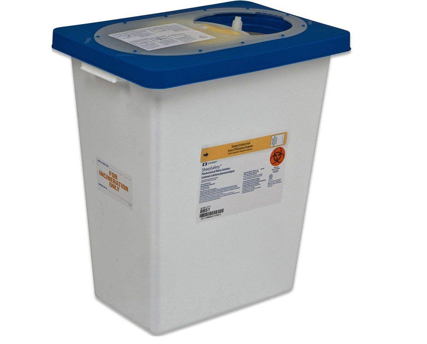 SharpSafety Disposal Pharmaceutical Waste Container, Gasketed Hinged Lid, 12 Gallons - 10/CS