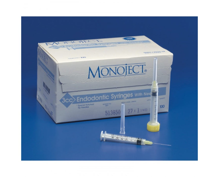 Monoject Endodontic Syringe w/ Needle (1000/Case). Sterile