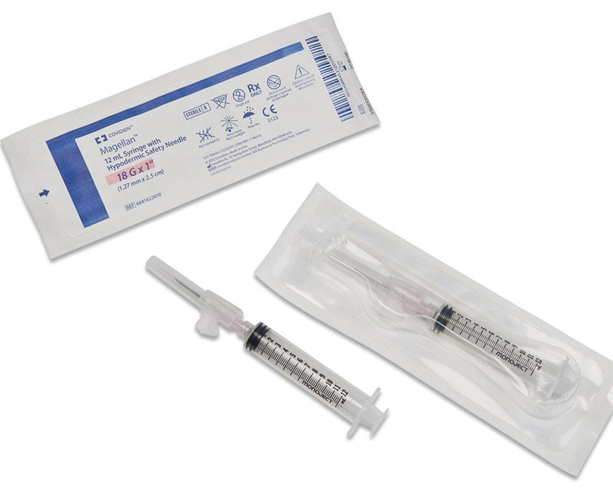 Magellan Syringe with Hypodermic Safety Needle 3 mL - 18G x 1" Needle 400/Case