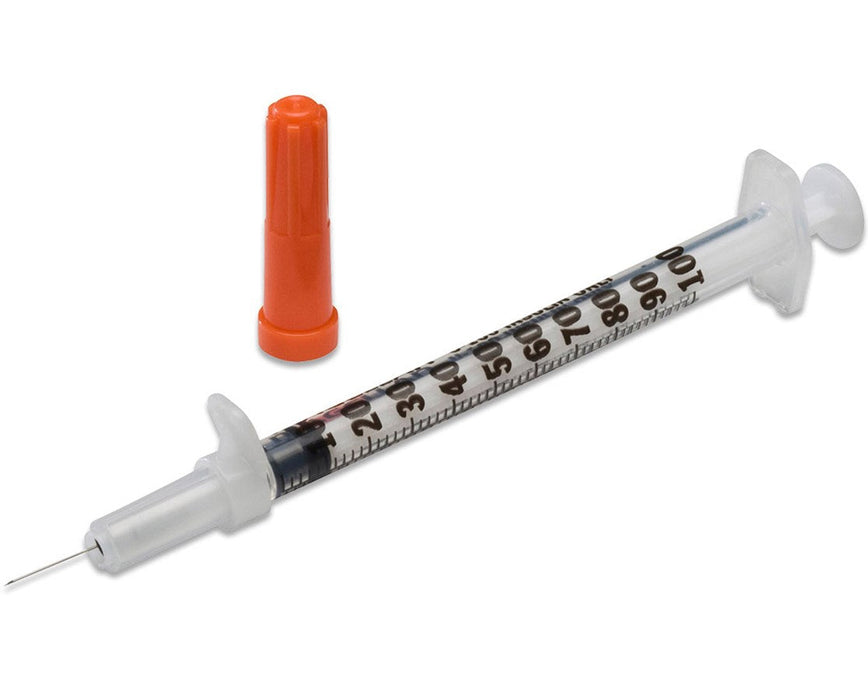 Magellan Insulin Safety Syringe with Needle 1mL, 27G x 1/2" Needle, 800/Case