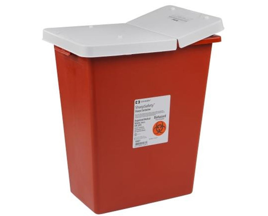 SharpSafety Biohazard Disposal Sharps Container - Gasketed Hinged Lid
