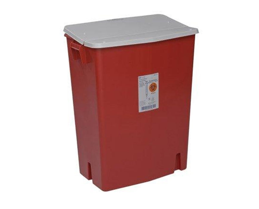 SharpSafety Biohazard Disposal Sharps Container - Gasketed Hinged Lid, 30 Gallon - 3/Cs