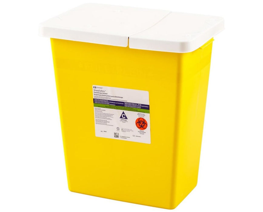 Chemotherapy Sharps Disposal Container w/ Hinged Lid (10/case)