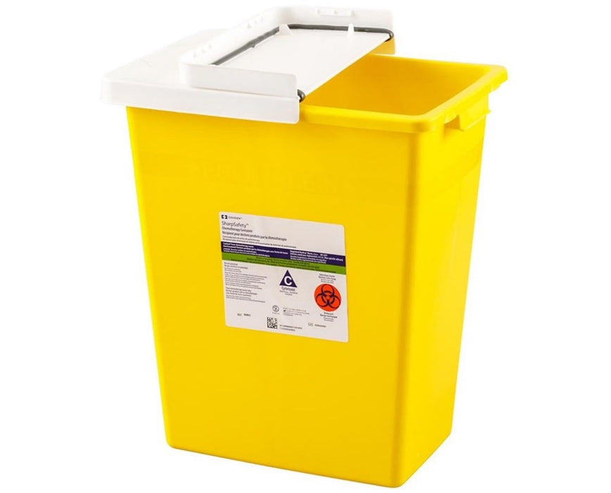 8 Gal. Chemotherapy Sharps Disposal Container w/ Hinged Lid Yellow (10/case)