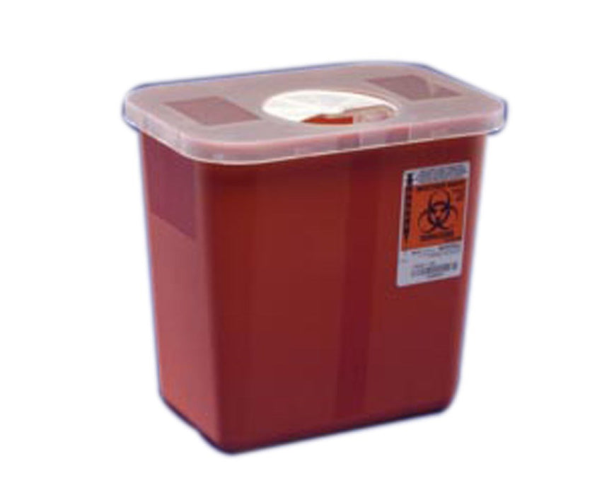 SharpSafety Biohazard Disposal 5 Qt. Needle Syringe Collection Container, Rotor Opening Lid - 40/Cs