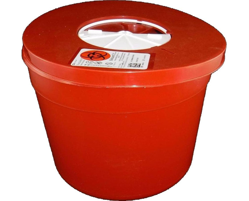 SharpSafety Biohazard Disposal 5 Qt. Needle Syringe Collection Container, Rotor Opening Lid - 40/Cs