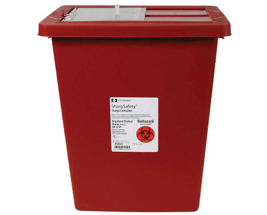 SharpSafety Biohazard Disposal Sharps Container - Slide Lid, 8 Gallon - 10/Cs