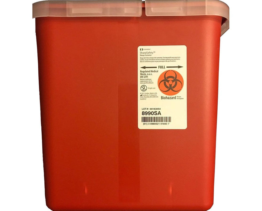 SharpSafety Biohazard Disposal 2 Gal. Multi-Purpose Sharps Container w/ Hinged Opening Lid 1 piece