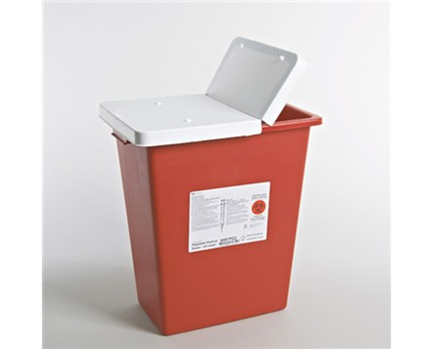 SharpSafety Disposal Sharps Container, PGII, Gasketed Hinged Lid 8 Gallon - 10/Cs