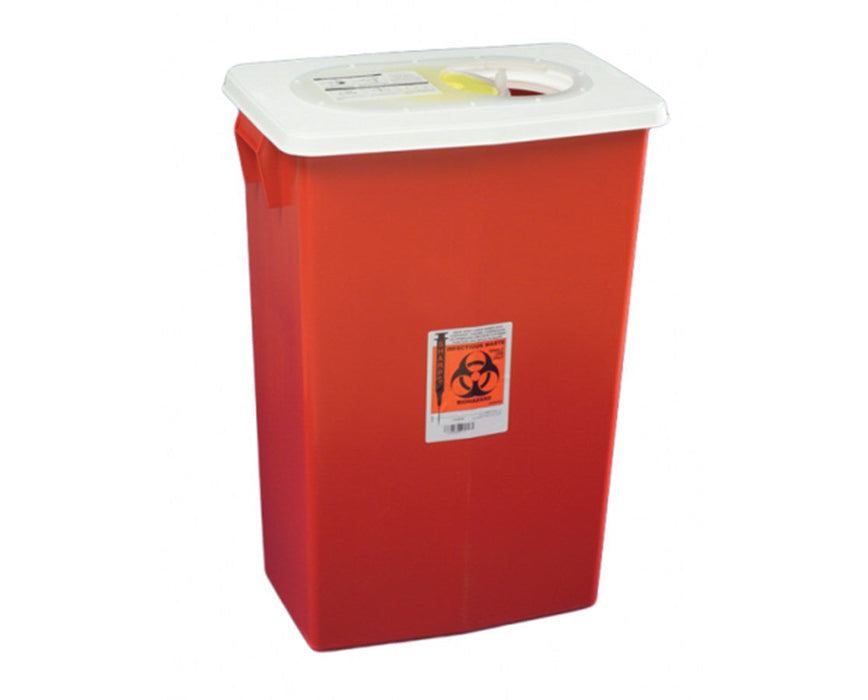 SharpSafety Biohazard Disposal Sharps Container - Gasketed Slide Lid, 18 Gallon - 10/Cs