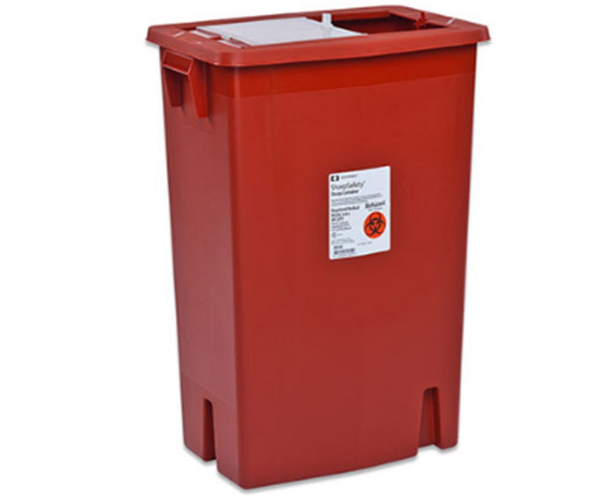 SharpSafety Biohazard Disposal Sharps Container - Gasketed Slide Lid, 8 Gallon - 10/Cs