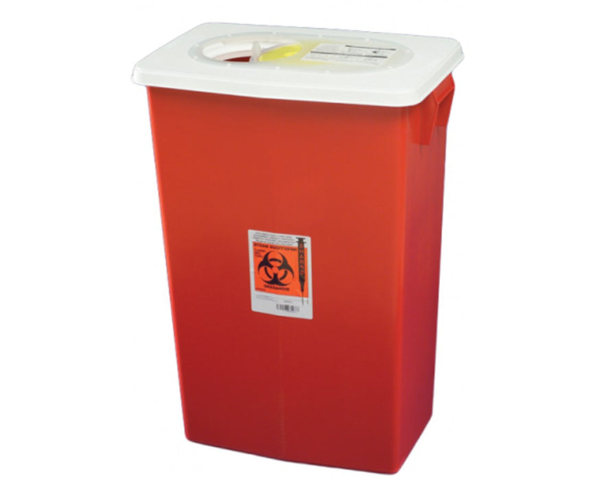 SharpSafety Biohazard Disposal Sharps Container - Gasketed Slide Lid, 12 Gallon - 5/Cs