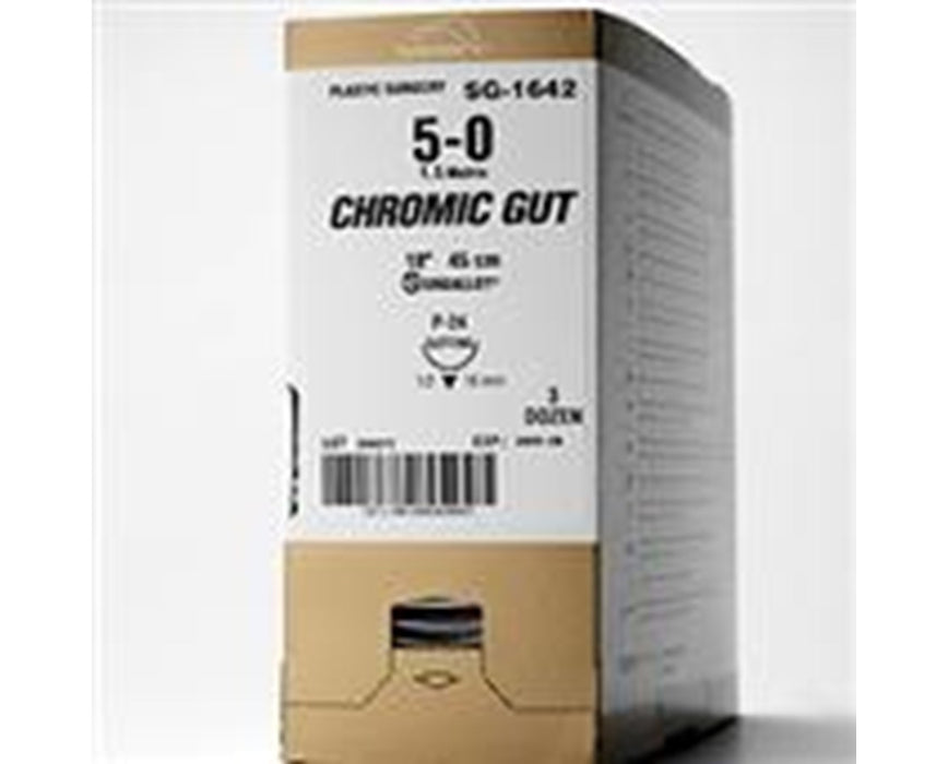 Chromic Gut Sutures, Reverse Cutting, Size 6-0 - 12/bx