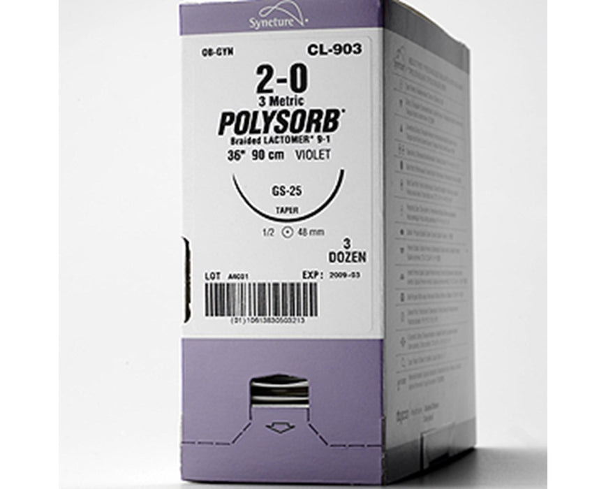 Polysorb Absorbable Sutures, Size 3-0 - 12/bx